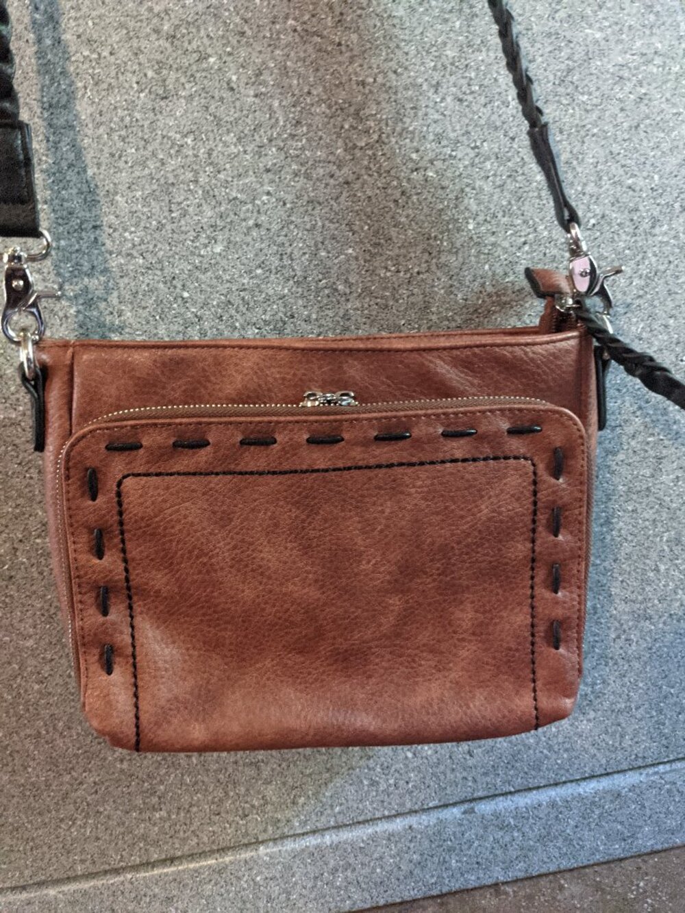 Lady Conceal Skylar Mahogany Faux Leather Crossbody purse